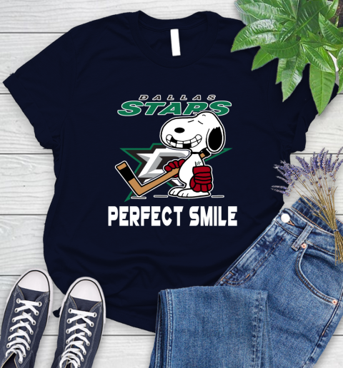 NHL Dallas Stars Snoopy Perfect Smile The Peanuts Movie Hockey T Shirt Women's T-Shirt 2