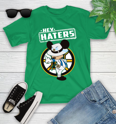 NHL Hey Haters Mickey Hockey Sports Boston Bruins Youth T-Shirt 8