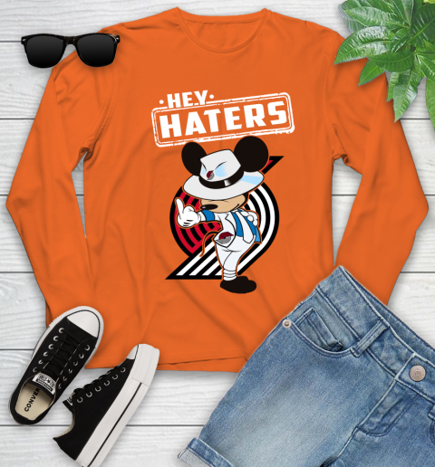 NBA Hey Haters Mickey Basketball Sports Portland Trail Blazers Youth Long Sleeve 3