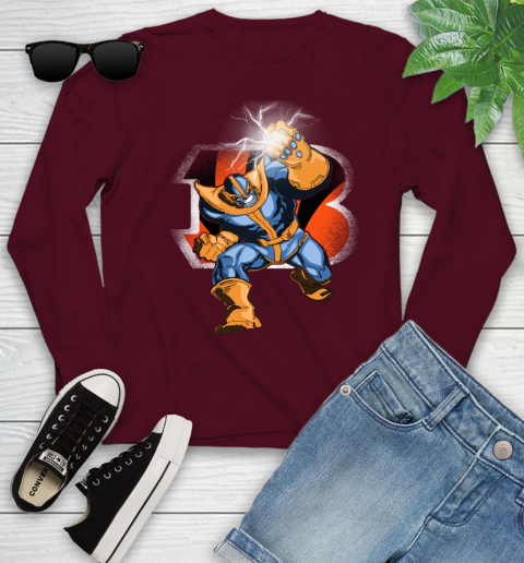 Cincinnati Bengals NFL Football Thanos Avengers Infinity War Marvel Youth Long Sleeve 6