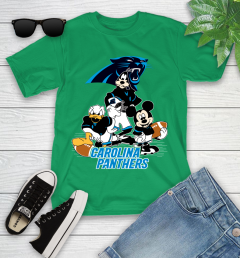 NFL Carolina Panthers Mickey Mouse Donald Duck Goofy Football Shirt Youth T-Shirt 8