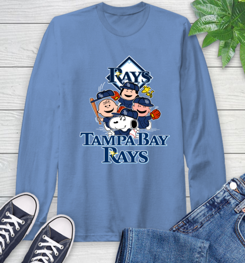 MLB Tampa Bay Rays Snoopy Charlie Brown Woodstock The Peanuts Movie Baseball T Shirt Long Sleeve T-Shirt 12