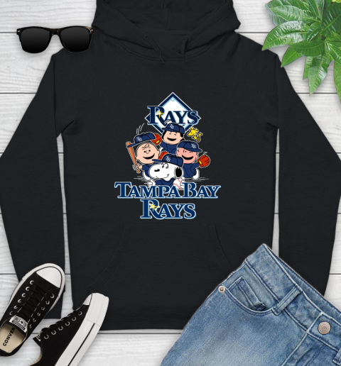 MLB Tampa Bay Rays Snoopy Charlie Brown Woodstock The Peanuts Movie Baseball T Shirt Youth Hoodie
