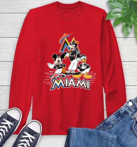 MLB Miami Marlins Mickey Mouse Donald Duck Goofy Baseball T Shirt Long Sleeve T-Shirt 12 MLB Miami Marlins Mickey Mouse Donald Duck Goofy Baseball T Shirt Long Sleeve T-Shirt - Image 12