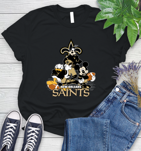 NFL New Orleans Saints Mickey Mouse Donald Duck Goofy Football Shirt Women's T-Shirt