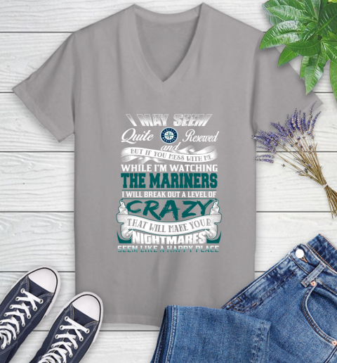 Seattle Mariners MLB Baseball Don't Mess With Me While I'm Watching My Team Women's V-Neck T-Shirt 4