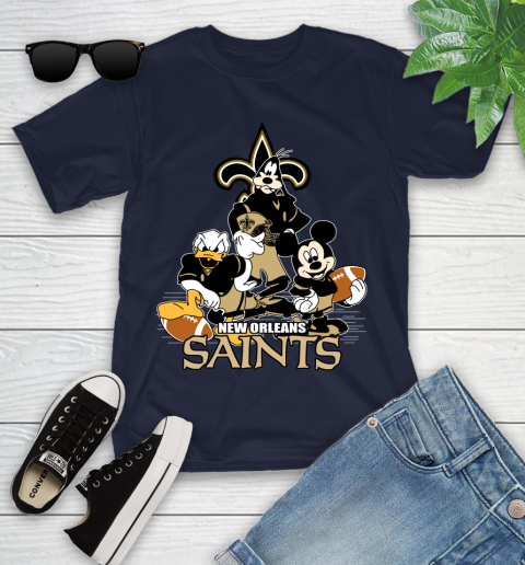 NFL New Orleans Saints Mickey Mouse Donald Duck Goofy Football Shirt Youth T-Shirt 2