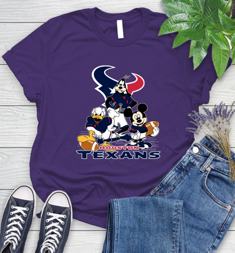 NFL Houston Texans Mickey Mouse Donald Duck Goofy Football Shirt Women's T-Shirt 4