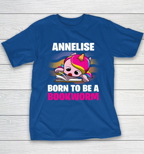 Annelise Born To Be A Bookworm Unicorn Youth T-Shirt 15