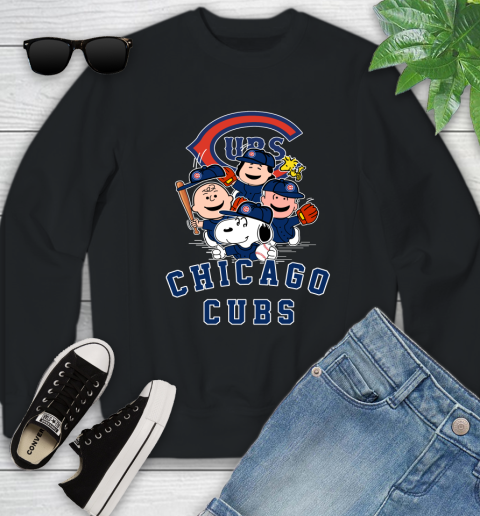 MLB Chicago Cubs Snoopy Charlie Brown Woodstock The Peanuts Movie Baseball T Shirt Youth Sweatshirt