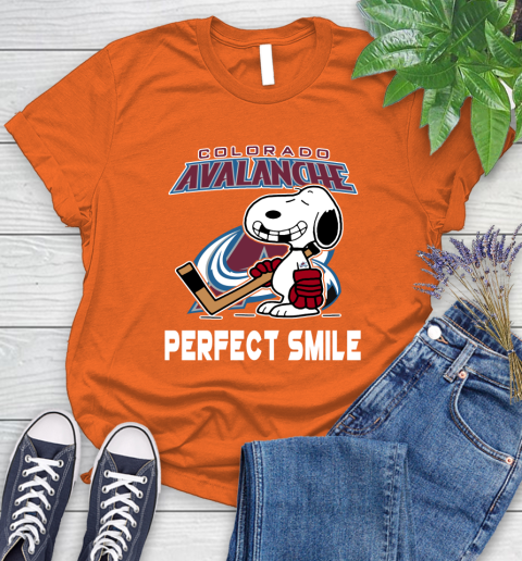 NHL Colorado Avalanche Snoopy Perfect Smile The Peanuts Movie Hockey T Shirt Women's T-Shirt 3