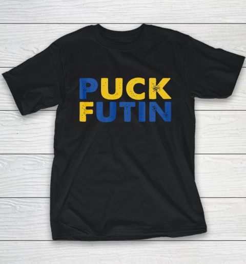Ukraine Shirt Puck Futin Meme I Stand With Ukraine Ukrainian Lover Support Youth T-Shirt
