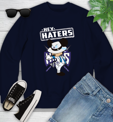 NBA Hey Haters Mickey Basketball Sports Sacramento Kings Youth Sweatshirt 2