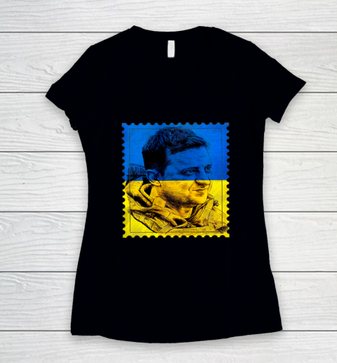 Ukrainian Stamp Shirt Stand With Ukraine Support Women's V-Neck T-Shirt