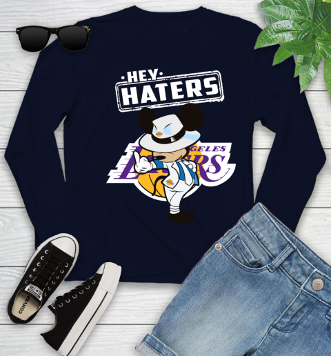 NBA Hey Haters Mickey Basketball Sports Los Angeles Lakers Youth Long Sleeve 2