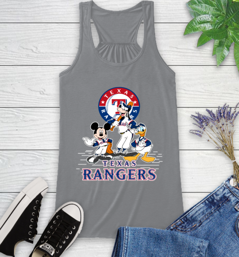 MLB Texas Rangers Mickey Mouse Donald Duck Goofy Baseball T Shirt Racerback Tank 4
