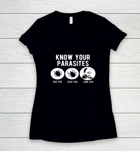 Know Your Parasites Putin Luna Tick Women's V-Neck T-Shirt