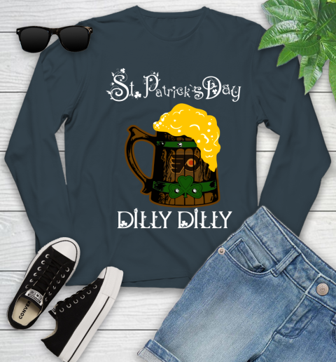 NHL Philadelphia Flyers St Patrick's Day Dilly Dilly Beer Hockey Sports Youth Long Sleeve 9