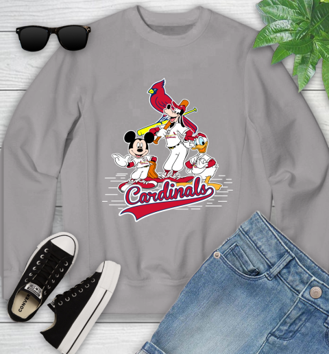 MLB St.Louis Cardinals Mickey Mouse Donald Duck Goofy Baseball T Shirt Youth Sweatshirt 3