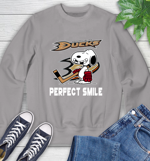 NHL Anaheim Ducks Snoopy Perfect Smile The Peanuts Movie Hockey T Shirt Sweatshirt 5