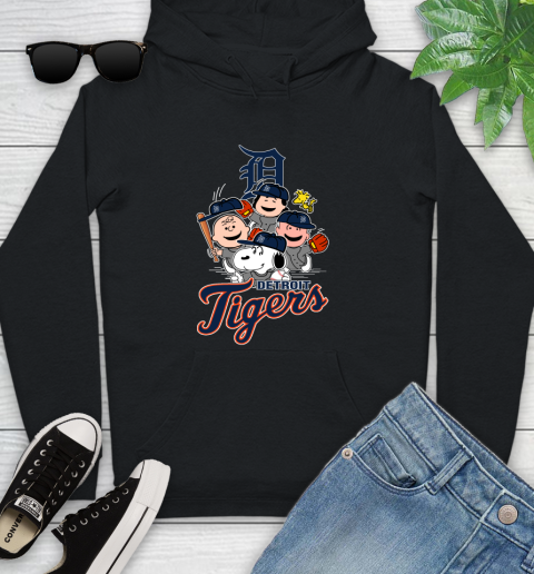 MLB Detroit Tigers Snoopy Charlie Brown Woodstock The Peanuts Movie Baseball T Shirt Youth Hoodie