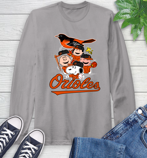 MLB Baltimore Orioles Snoopy Charlie Brown Woodstock The Peanuts Movie Baseball T Shirt_000 Long Sleeve T-Shirt 6