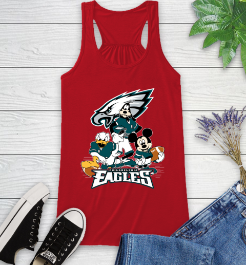 NFL Philadelphia Eagles Mickey Mouse Donald Duck Goofy Football Shirt Racerback Tank 5