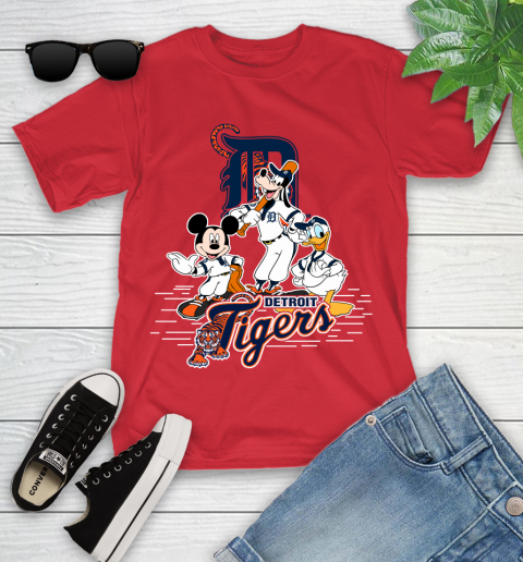MLB Detroit Tigers Mickey Mouse Donald Duck Goofy Baseball T Shirt Youth T-Shirt 13