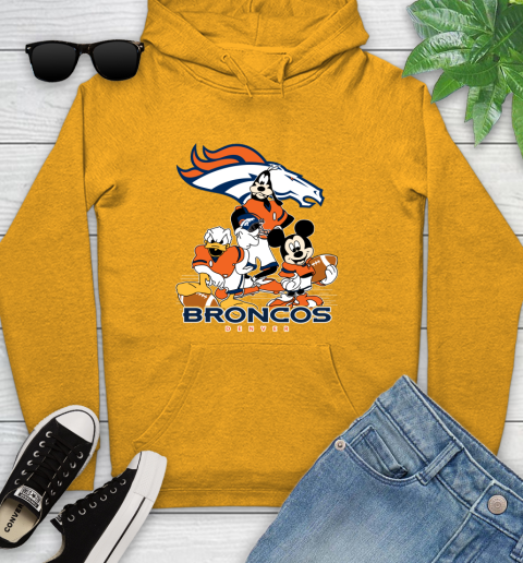 NFL Denver Broncos Mickey Mouse Donald Duck Goofy Football Shirt Youth Hoodie 2