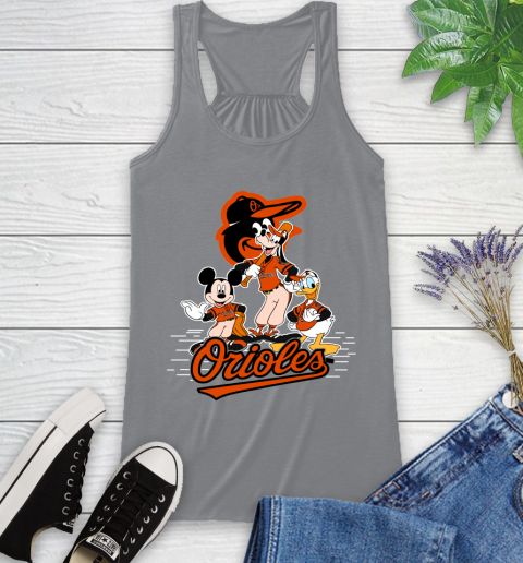 MLB Baltimore Orioles Mickey Mouse Donald Duck Goofy Baseball T Shirt Racerback Tank 4