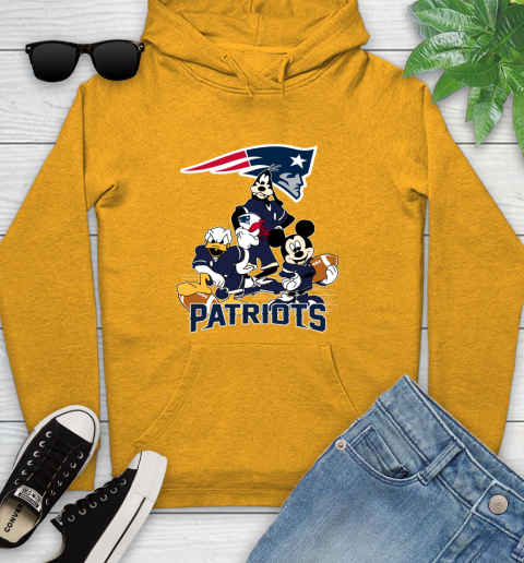 NFL New England Patriots Mickey Mouse Donald Duck Goofy Football Shirt Youth Hoodie 2