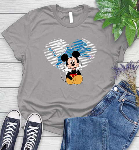NFL Detroit Lions The Heart Mickey Mouse Disney Football T Shirt_000 Women's T-Shirt 5