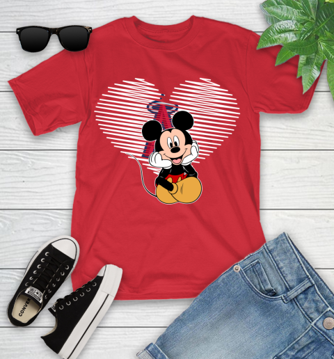 MLB Los Angeles Angels The Heart Mickey Mouse Disney Baseball T Shirt_000 Youth T-Shirt 13