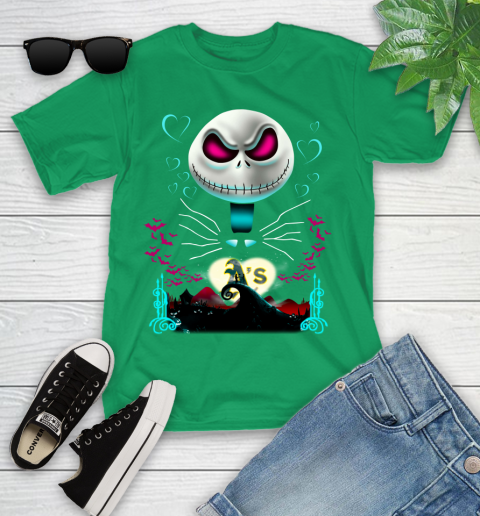MLB Oakland Athletics Jack Skellington Sally The Nightmare Before Christmas Baseball Youth T-Shirt 8