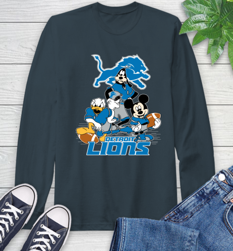 NFL Detroit Lions Mickey Mouse Donald Duck Goofy Football Shirt Long Sleeve T-Shirt 9