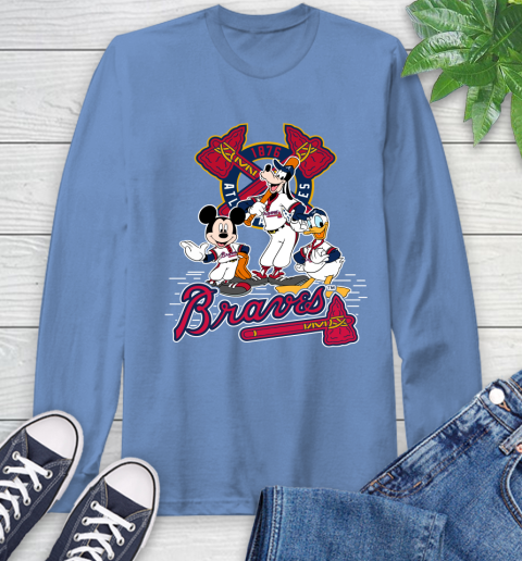 MLB Atlanta Braves Mickey Mouse Donald Duck Goofy Baseball T Shirt Long Sleeve T-Shirt 12