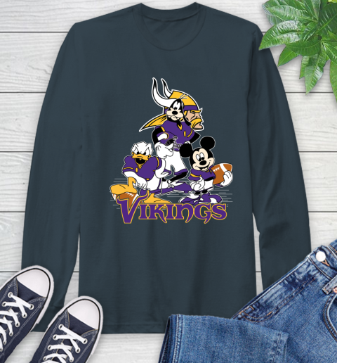 NFL Minnesota Vikings Mickey Mouse Donald Duck Goofy Football Shirt Long Sleeve T-Shirt 9