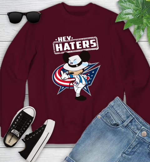NHL Hey Haters Mickey Hockey Sports Columbus Blue Jackets Youth Sweatshirt 4