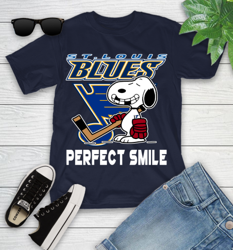 NHL St.Louis Blues Snoopy Perfect Smile The Peanuts Movie Hockey T Shirt Youth T-Shirt 2