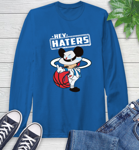 NBA Hey Haters Mickey Basketball Sports Miami Heat Long Sleeve T-Shirt 10