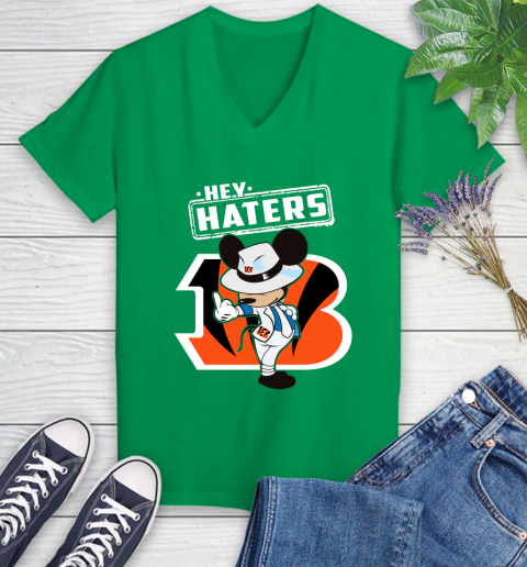 NFL Hey Haters Mickey Football Sports Cincinnati Bengals Women's V-Neck T-Shirt 5