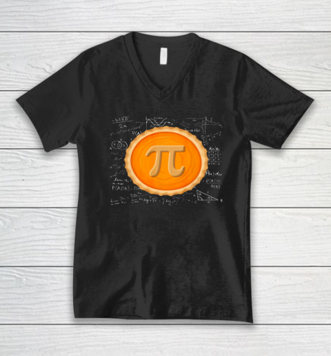Pumpkin Pie Math Shirt Pi Day Funny Halloween Thanksgiving V-Neck T-Shirt