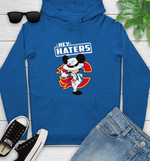 NHL Hey Haters Mickey Hockey Sports Calgary Flames Youth Hoodie 11