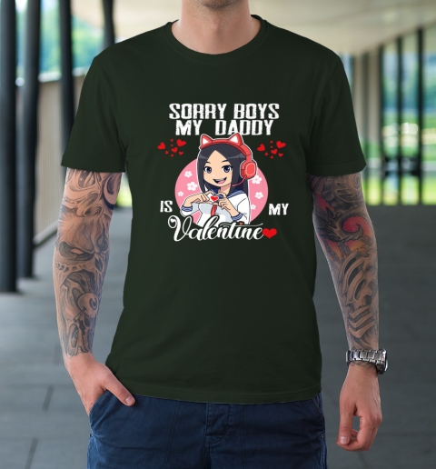 Sorry Boys My Daddy Is My Valentine Girls Valentines Day T-Shirt 11