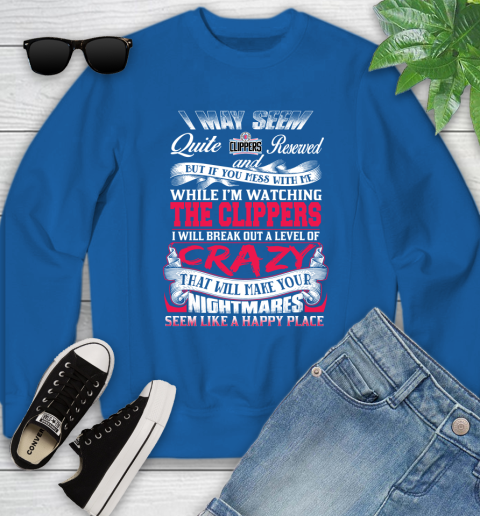 LA Clippers NBA Basketball Don't Mess With Me While I'm Watching My Team Youth Sweatshirt 8 LA Clippers NBA Basketball Don't Mess With Me While I'm Watching My Team Youth Sweatshirt - Image 8
