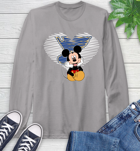 NHL St.Louis Blues The Heart Mickey Mouse Disney Hockey Long Sleeve T-Shirt 6