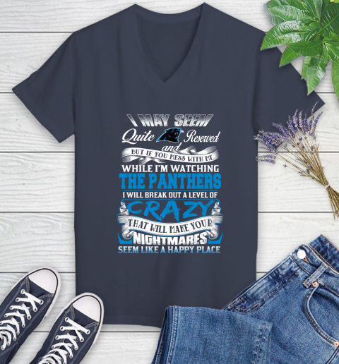 Carolina Panthers NFL Football Don't Mess With Me While I'm Watching My Team Women's V-Neck T-Shirt 12