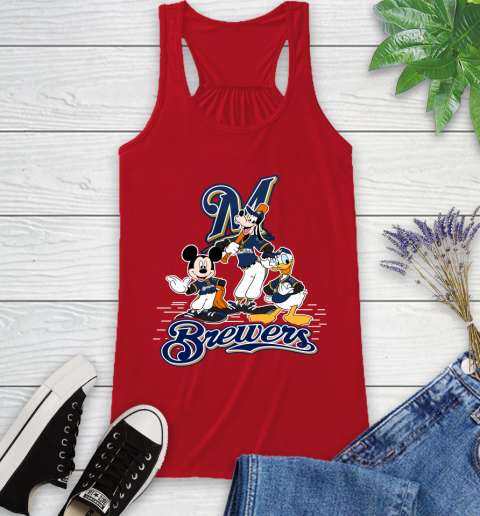 MLB Milwaukee Brewers Mickey Mouse Donald Duck Goofy Baseball T Shirt Racerback Tank 5