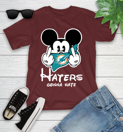 NFL Miami Dolphins Haters Gonna Hate Mickey Mouse Disney Football T Shirt Youth T-Shirt 14