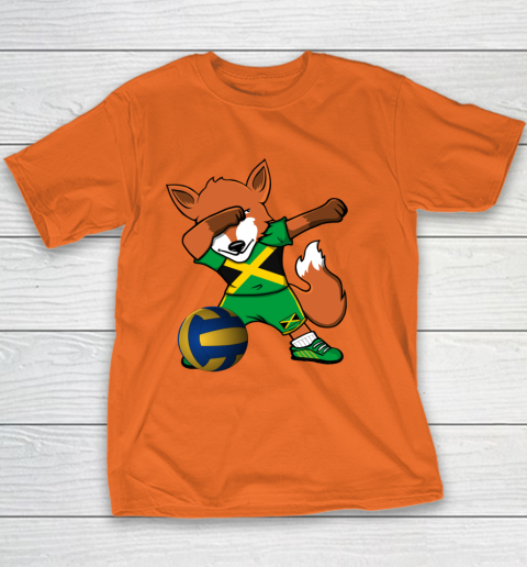 Dabbing Fox Jamaica Volleyball Fans Jersey Jamaican Youth T-Shirt 6